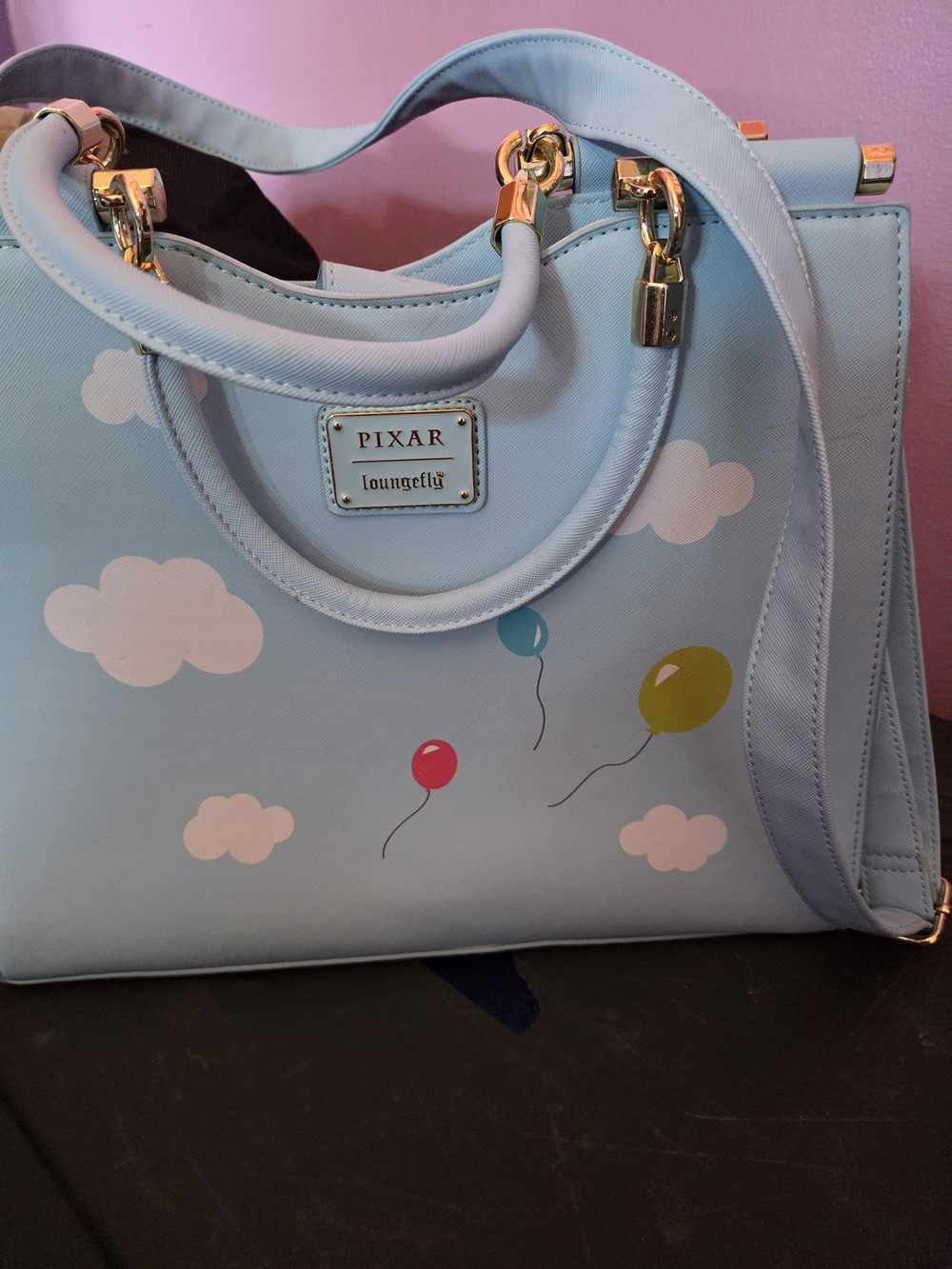 Disney Loungefly Up Bag Blue Balloon Print Tote Bag Cross Body - Picture 2 of 4